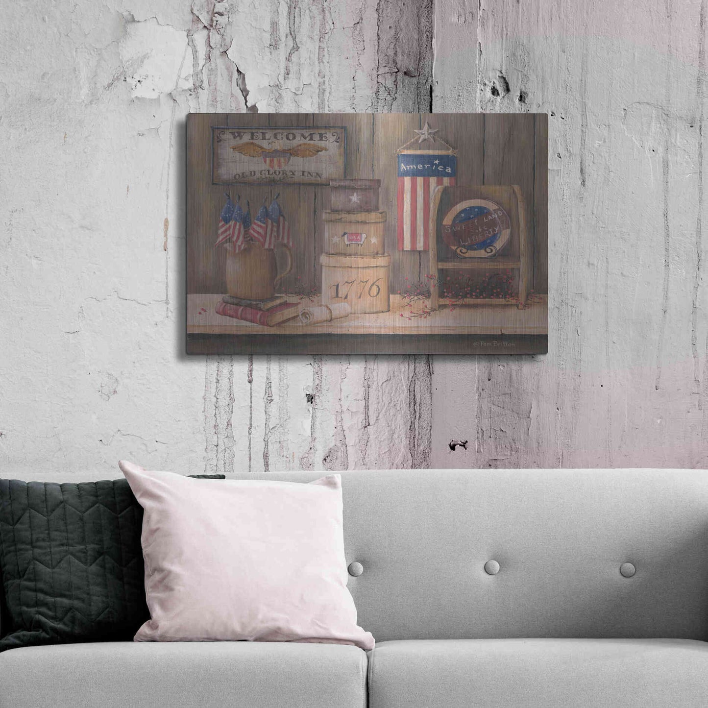 Luxe Metal Art 'Sweet Land of Liberty' by Pam Britton, Metal Wall Art,36x24