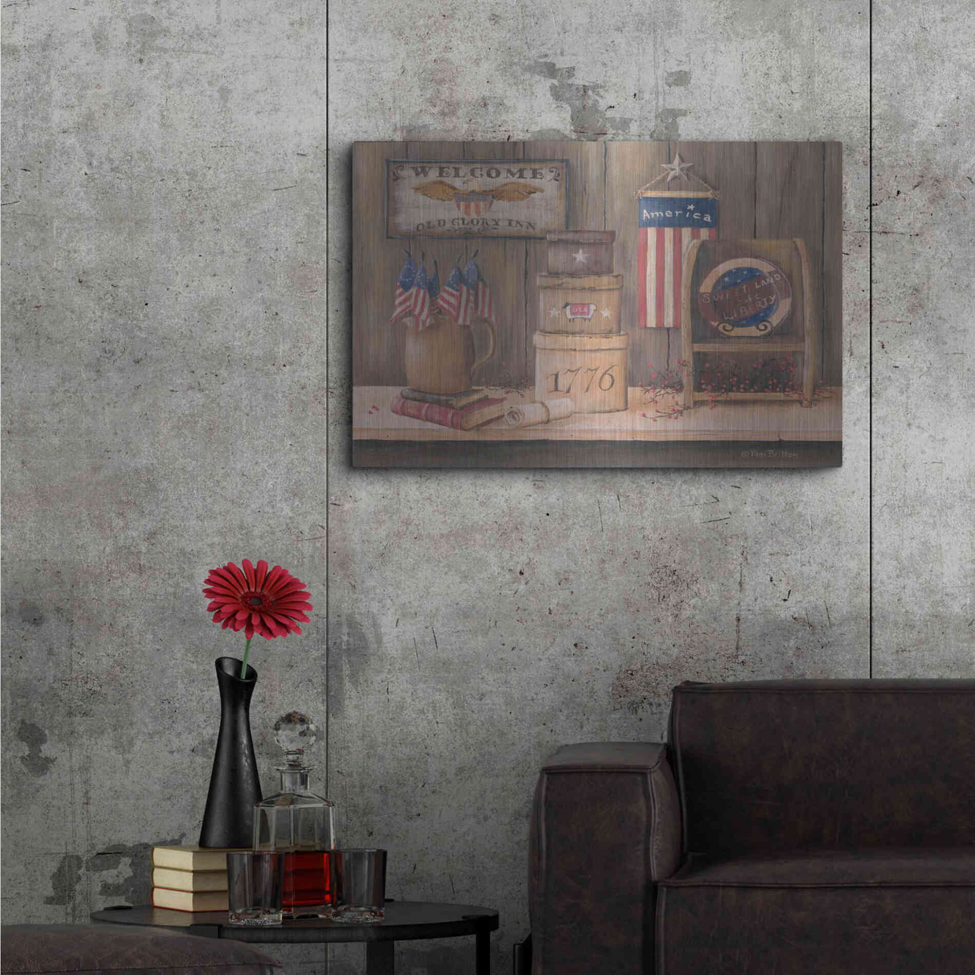 Luxe Metal Art 'Sweet Land of Liberty' by Pam Britton, Metal Wall Art,36x24