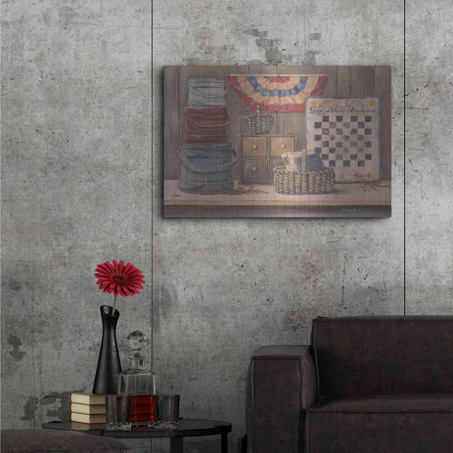 Luxe Metal Art 'God Bless America' by Pam Britton, Metal Wall Art,36x24