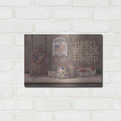 Luxe Metal Art 'America Est. 1776' by Pam Britton, Metal Wall Art,16x12