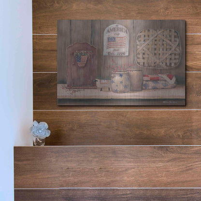 Luxe Metal Art 'America Est. 1776' by Pam Britton, Metal Wall Art,16x12