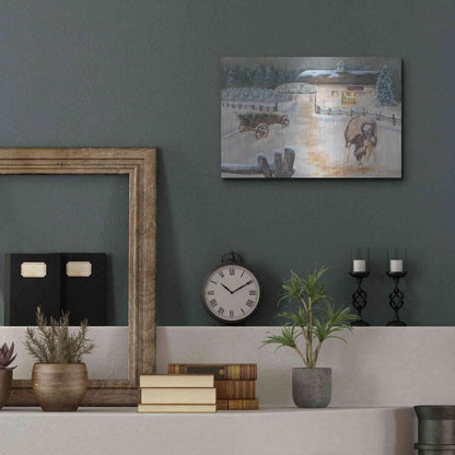 Luxe Metal Art 'White Barn Tree Farm' by Pam Britton, Metal Wall Art,16x12