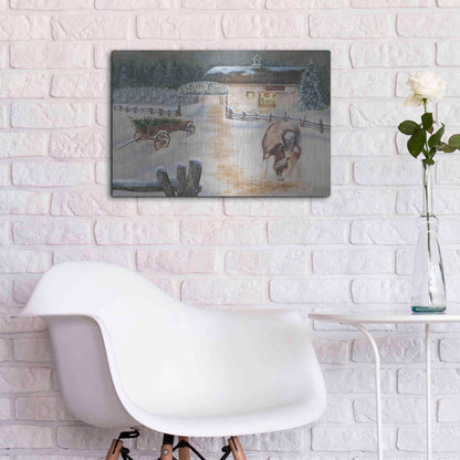 Luxe Metal Art 'White Barn Tree Farm' by Pam Britton, Metal Wall Art,24x16