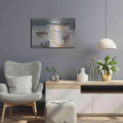 Luxe Metal Art 'White Barn Tree Farm' by Pam Britton, Metal Wall Art,24x16