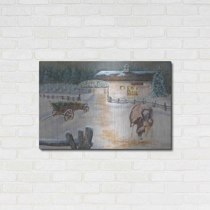 Luxe Metal Art 'White Barn Tree Farm' by Pam Britton, Metal Wall Art,36x24