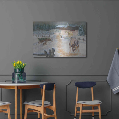 Luxe Metal Art 'White Barn Tree Farm' by Pam Britton, Metal Wall Art,36x24