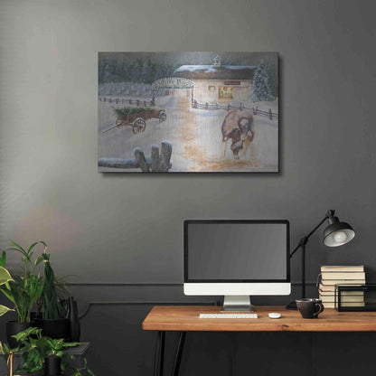 Luxe Metal Art 'White Barn Tree Farm' by Pam Britton, Metal Wall Art,36x24