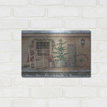 Luxe Metal Art 'Winter Country Porch' by Pam Britton, Metal Wall Art,16x12