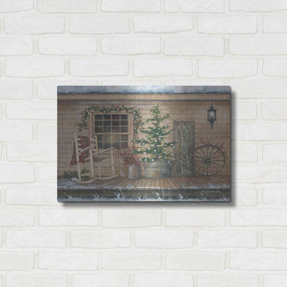 Luxe Metal Art 'Winter Country Porch' by Pam Britton, Metal Wall Art,24x16