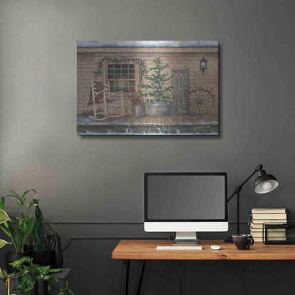Luxe Metal Art 'Winter Country Porch' by Pam Britton, Metal Wall Art,36x24