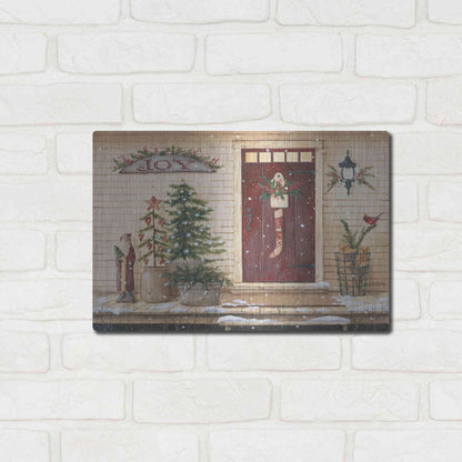 Luxe Metal Art 'Folk Art Santa Porch' by Pam Britton, Metal Wall Art,16x12