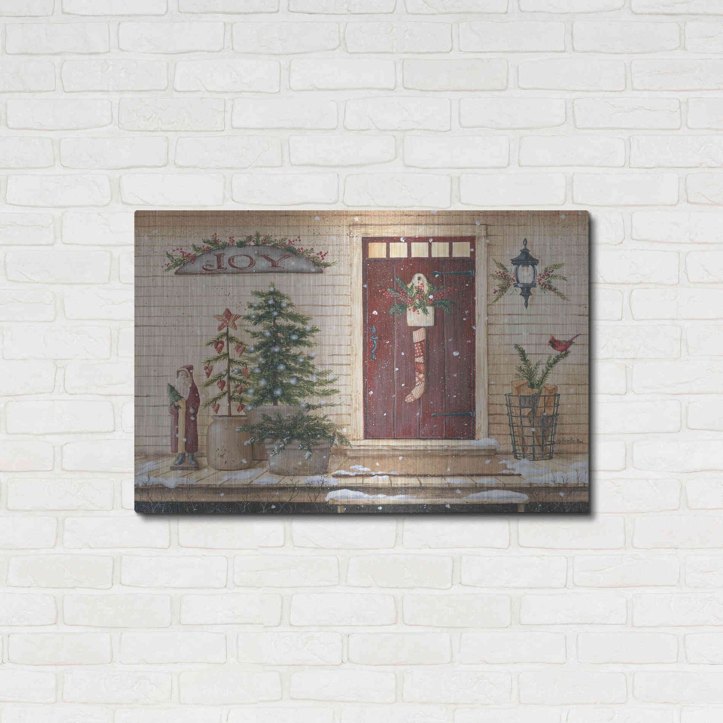 Luxe Metal Art 'Folk Art Santa Porch' by Pam Britton, Metal Wall Art,36x24