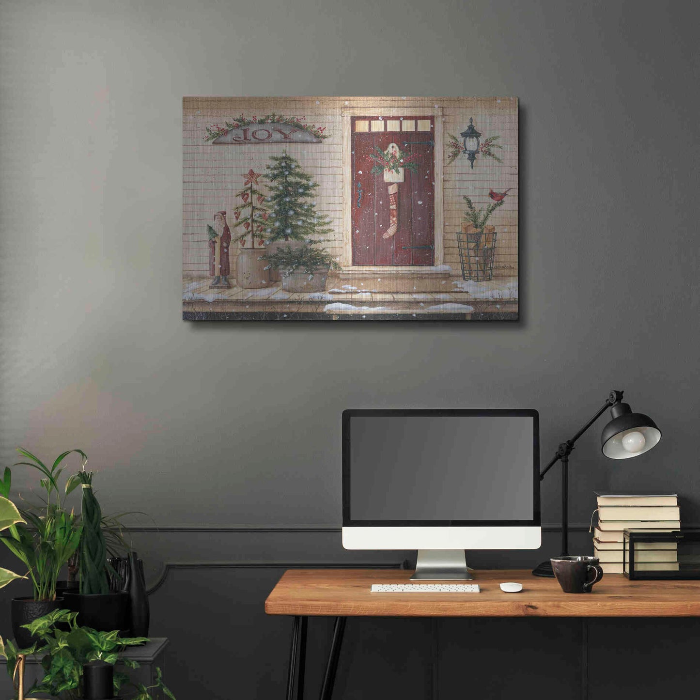 Luxe Metal Art 'Folk Art Santa Porch' by Pam Britton, Metal Wall Art,36x24