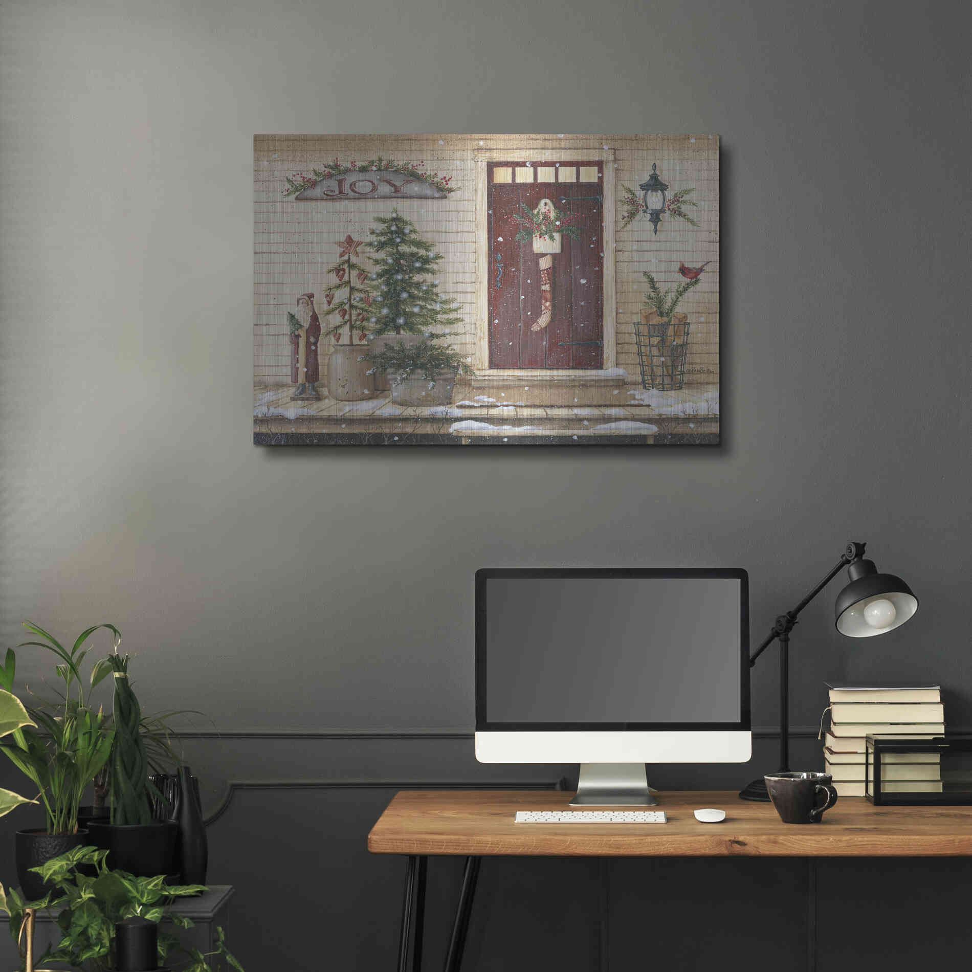 Luxe Metal Art 'Folk Art Santa Porch' by Pam Britton, Metal Wall Art,36x24