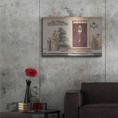 Luxe Metal Art 'Folk Art Santa Porch' by Pam Britton, Metal Wall Art,36x24