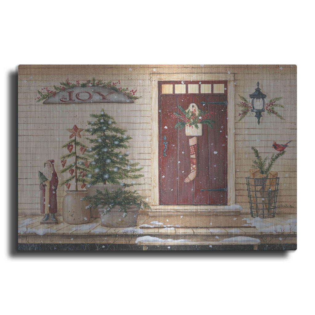 Luxe Metal Art 'Folk Art Santa Porch' by Pam Britton, Metal Wall Art