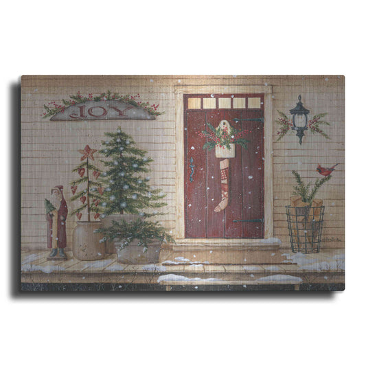 Luxe Metal Art 'Folk Art Santa Porch' by Pam Britton, Metal Wall Art