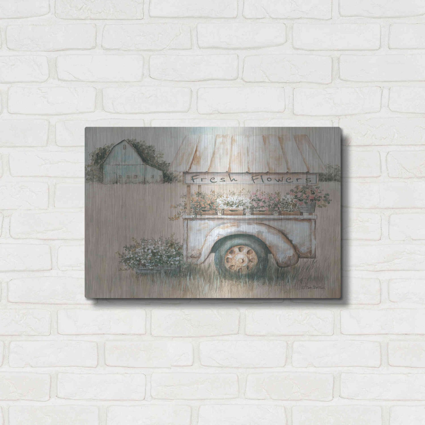Luxe Metal Art 'Fresh Flowers for Sale' by Pam Britton, Metal Wall Art,24x16