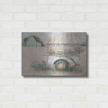 Luxe Metal Art 'Fresh Flowers for Sale' by Pam Britton, Metal Wall Art,24x16