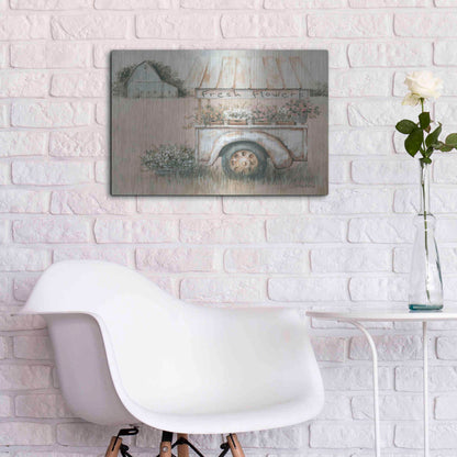 Luxe Metal Art 'Fresh Flowers for Sale' by Pam Britton, Metal Wall Art,24x16