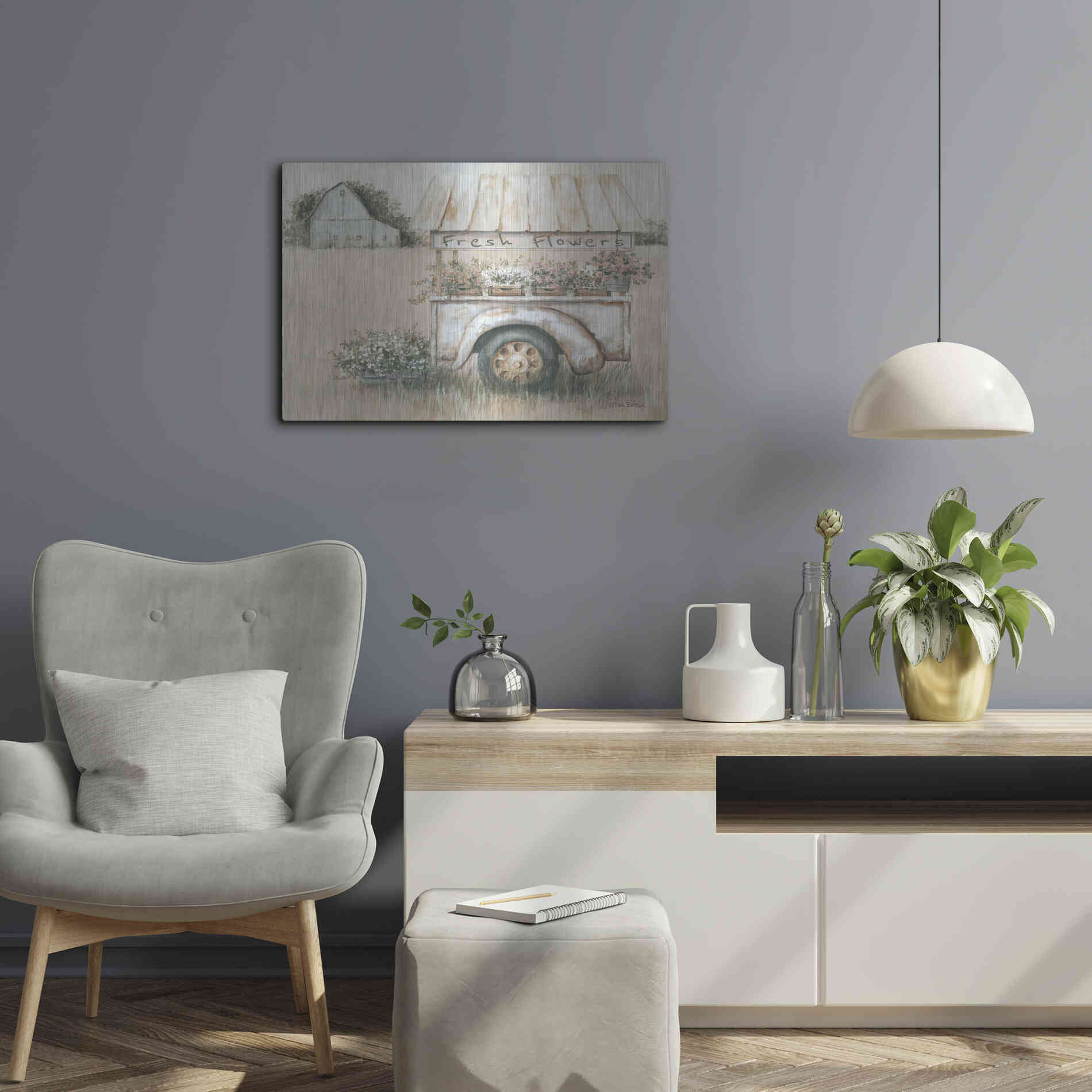 Luxe Metal Art 'Fresh Flowers for Sale' by Pam Britton, Metal Wall Art,24x16