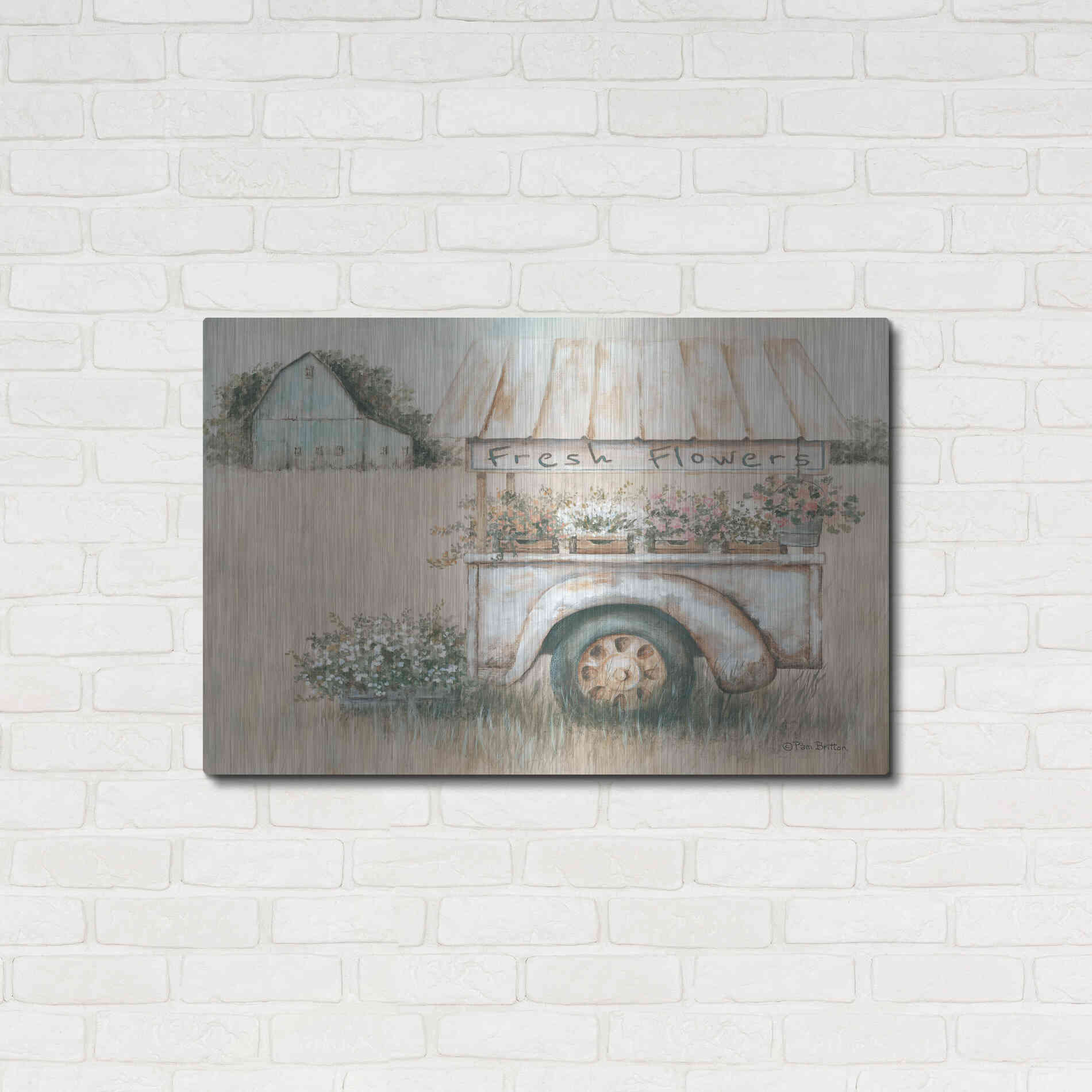 Luxe Metal Art 'Fresh Flowers for Sale' by Pam Britton, Metal Wall Art,36x24