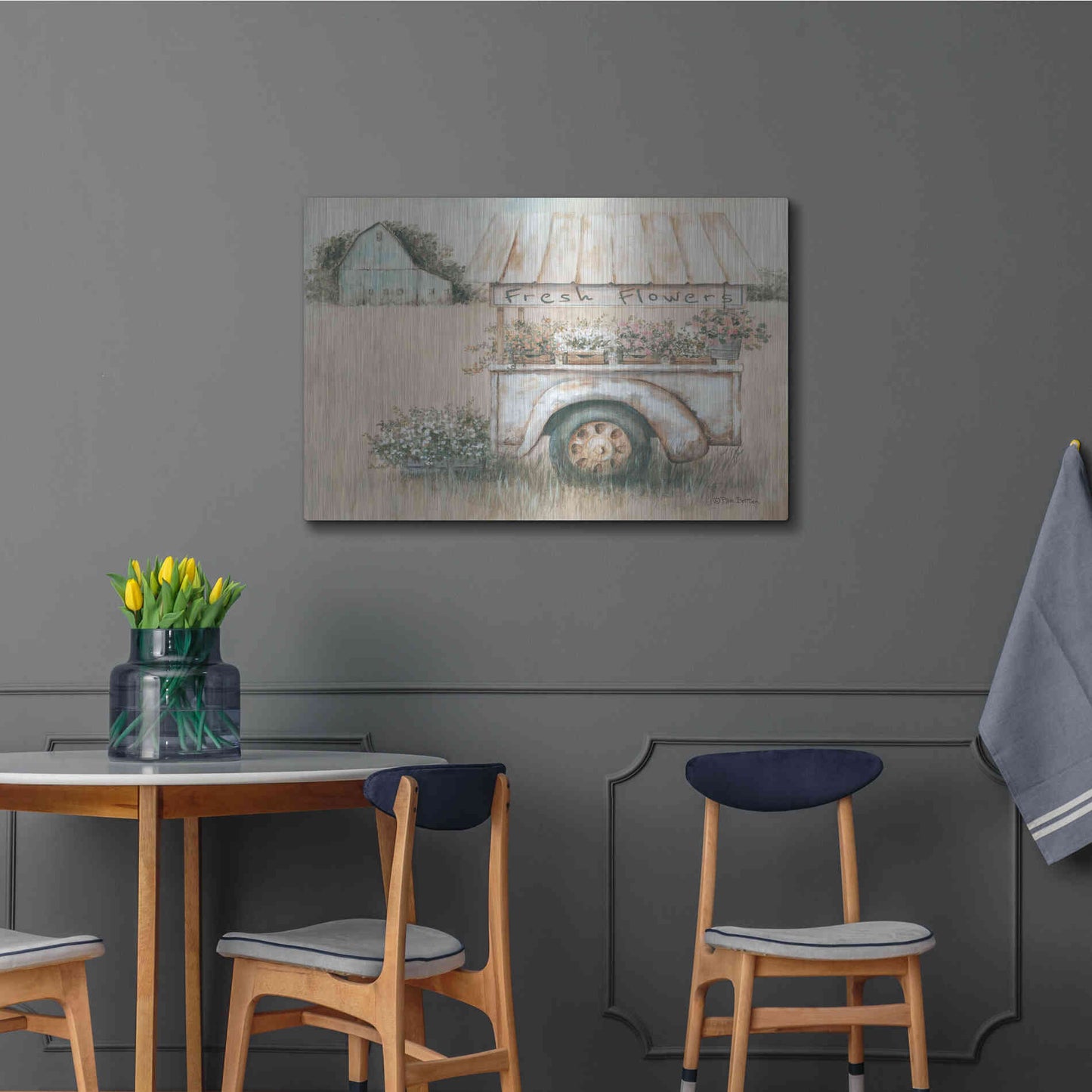Luxe Metal Art 'Fresh Flowers for Sale' by Pam Britton, Metal Wall Art,36x24