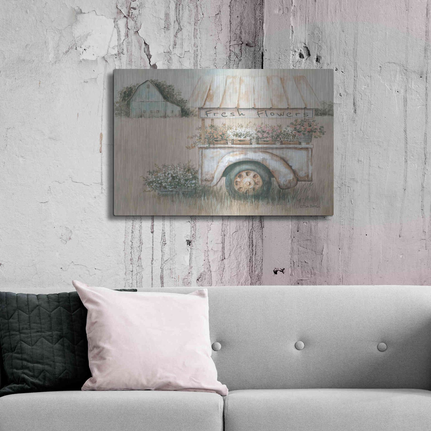 Luxe Metal Art 'Fresh Flowers for Sale' by Pam Britton, Metal Wall Art,36x24