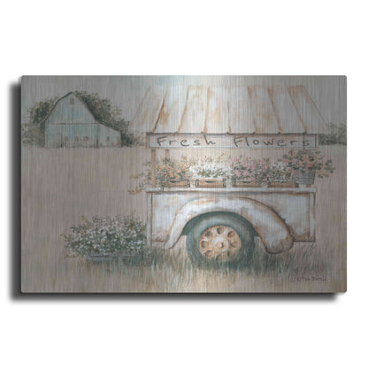 Luxe Metal Art 'Fresh Flowers for Sale' by Pam Britton, Metal Wall Art
