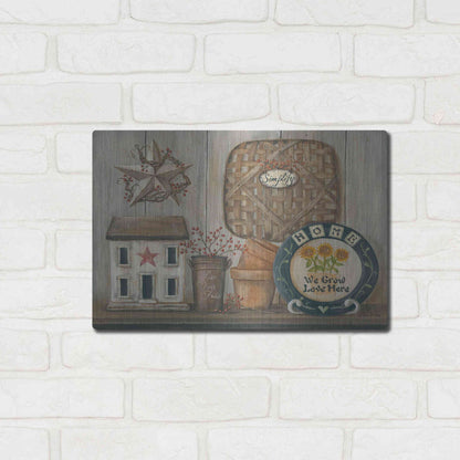 Luxe Metal Art 'Home Country Shelf' by Pam Britton, Metal Wall Art,16x12