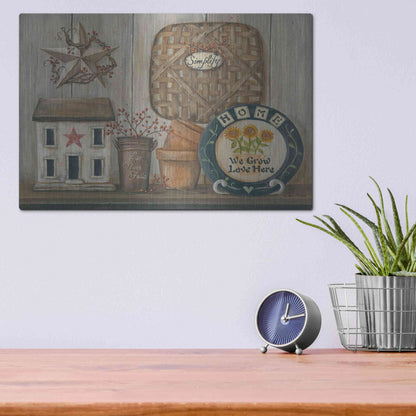 Luxe Metal Art 'Home Country Shelf' by Pam Britton, Metal Wall Art,16x12