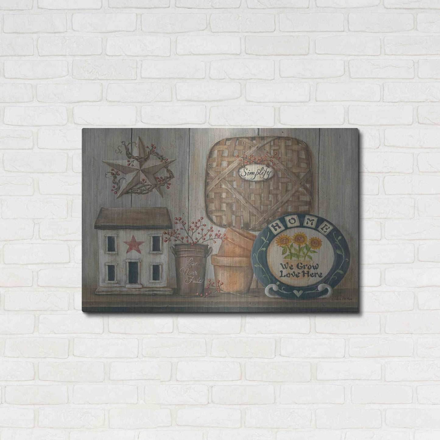 Luxe Metal Art 'Home Country Shelf' by Pam Britton, Metal Wall Art,36x24