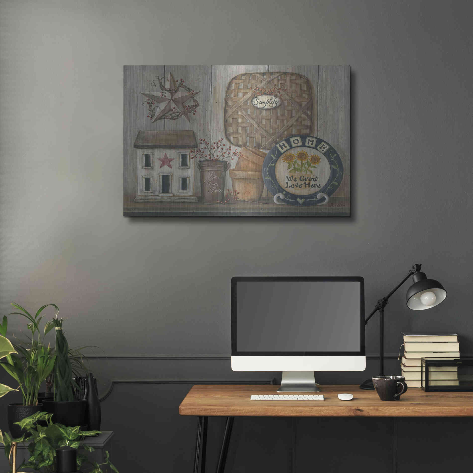 Luxe Metal Art 'Home Country Shelf' by Pam Britton, Metal Wall Art,36x24