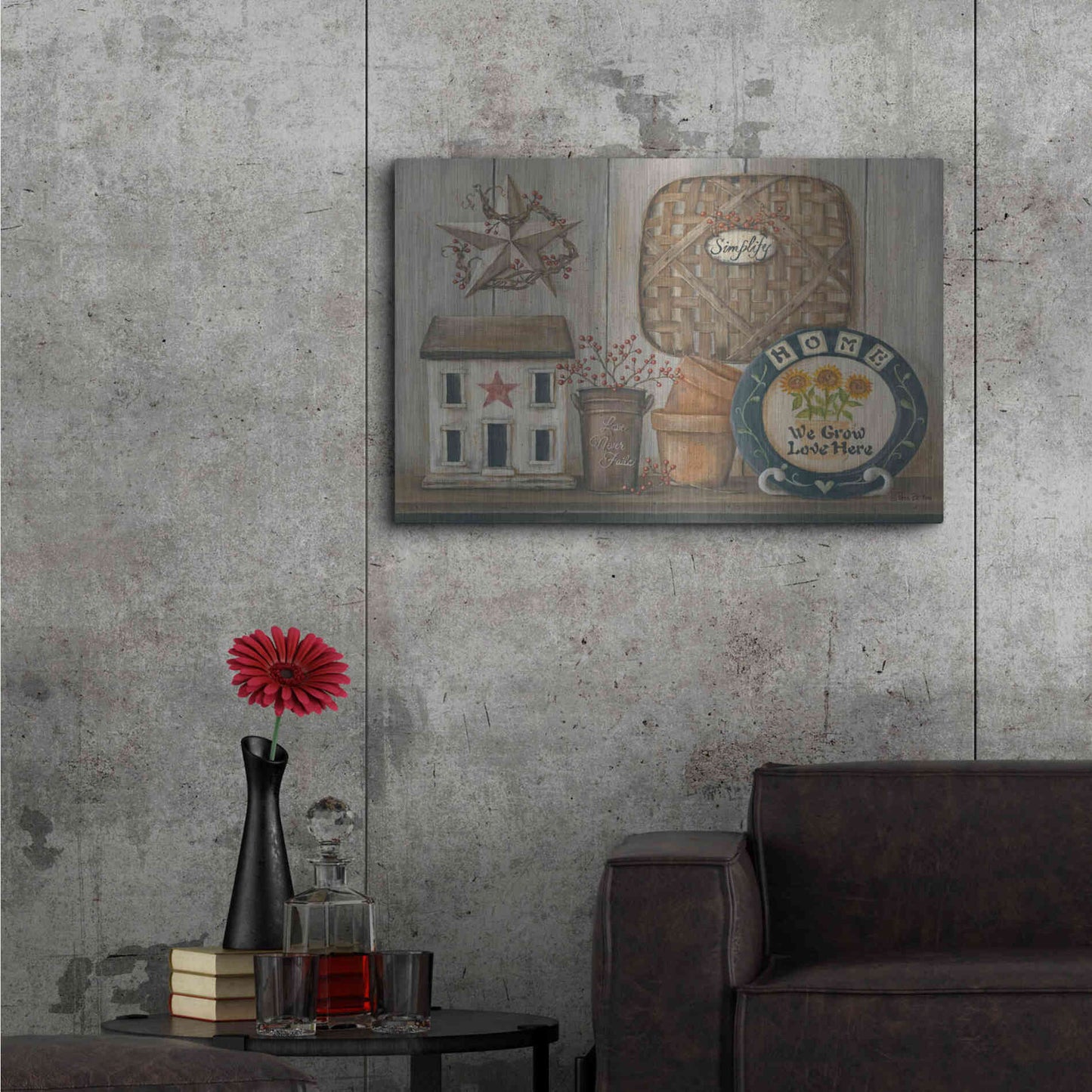 Luxe Metal Art 'Home Country Shelf' by Pam Britton, Metal Wall Art,36x24