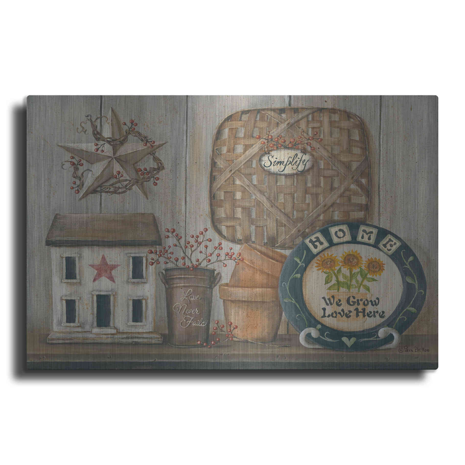 Luxe Metal Art 'Home Country Shelf' by Pam Britton, Metal Wall Art