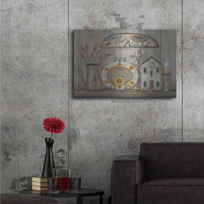 Luxe Metal Art 'Bless Our Nest Country Shelf' by Pam Britton, Metal Wall Art,36x24