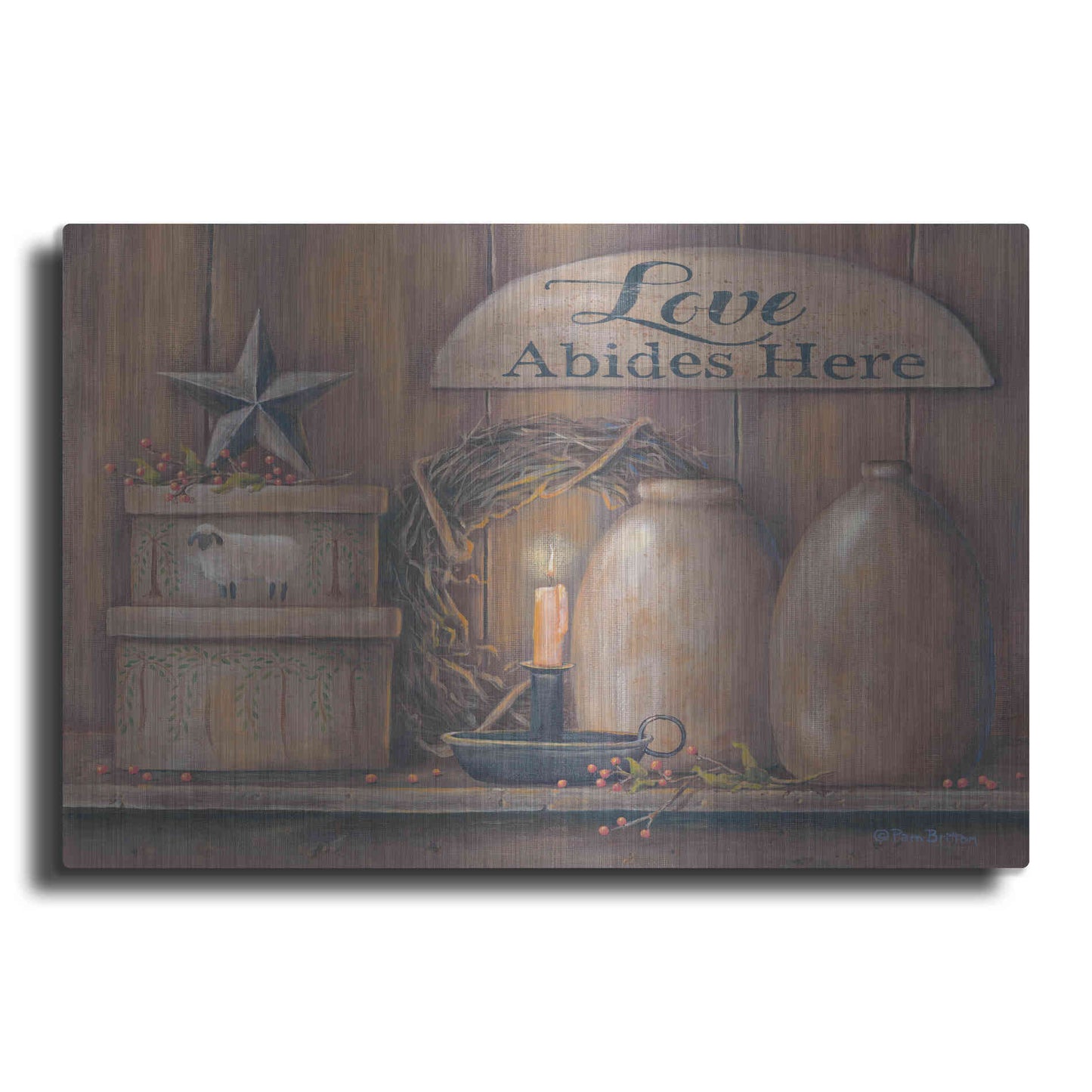 Luxe Metal Art 'Love Abides Here Shelf' by Pam Britton, Metal Wall Art