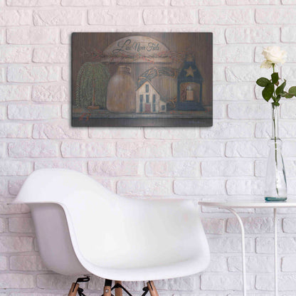 Luxe Metal Art 'Love Never Fails Shelf' by Pam Britton, Metal Wall Art,24x16