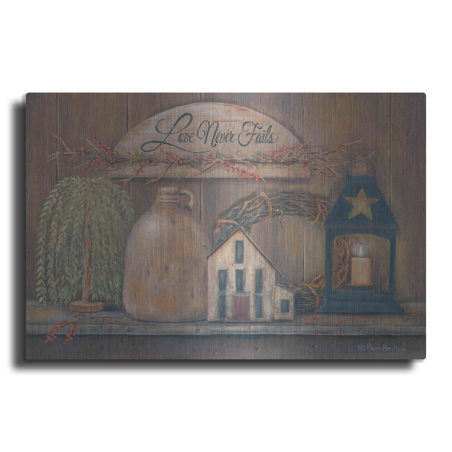 Luxe Metal Art 'Love Never Fails Shelf' by Pam Britton, Metal Wall Art