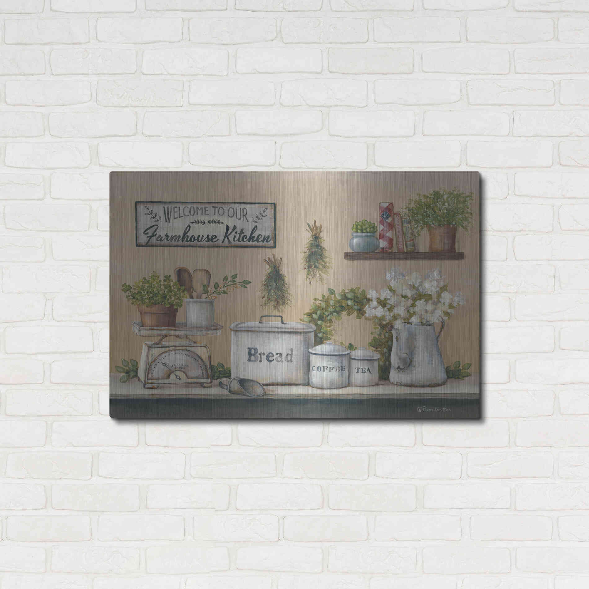 Luxe Metal Art 'Garden Farmhouse Kitchen' by Pam Britton, Metal Wall Art,36x24