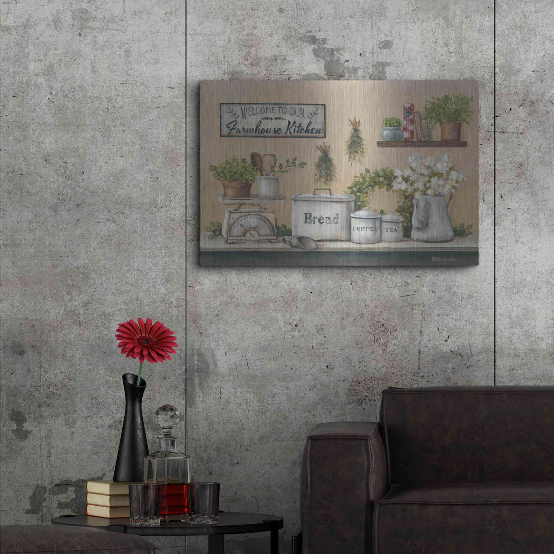 Luxe Metal Art 'Garden Farmhouse Kitchen' by Pam Britton, Metal Wall Art,36x24