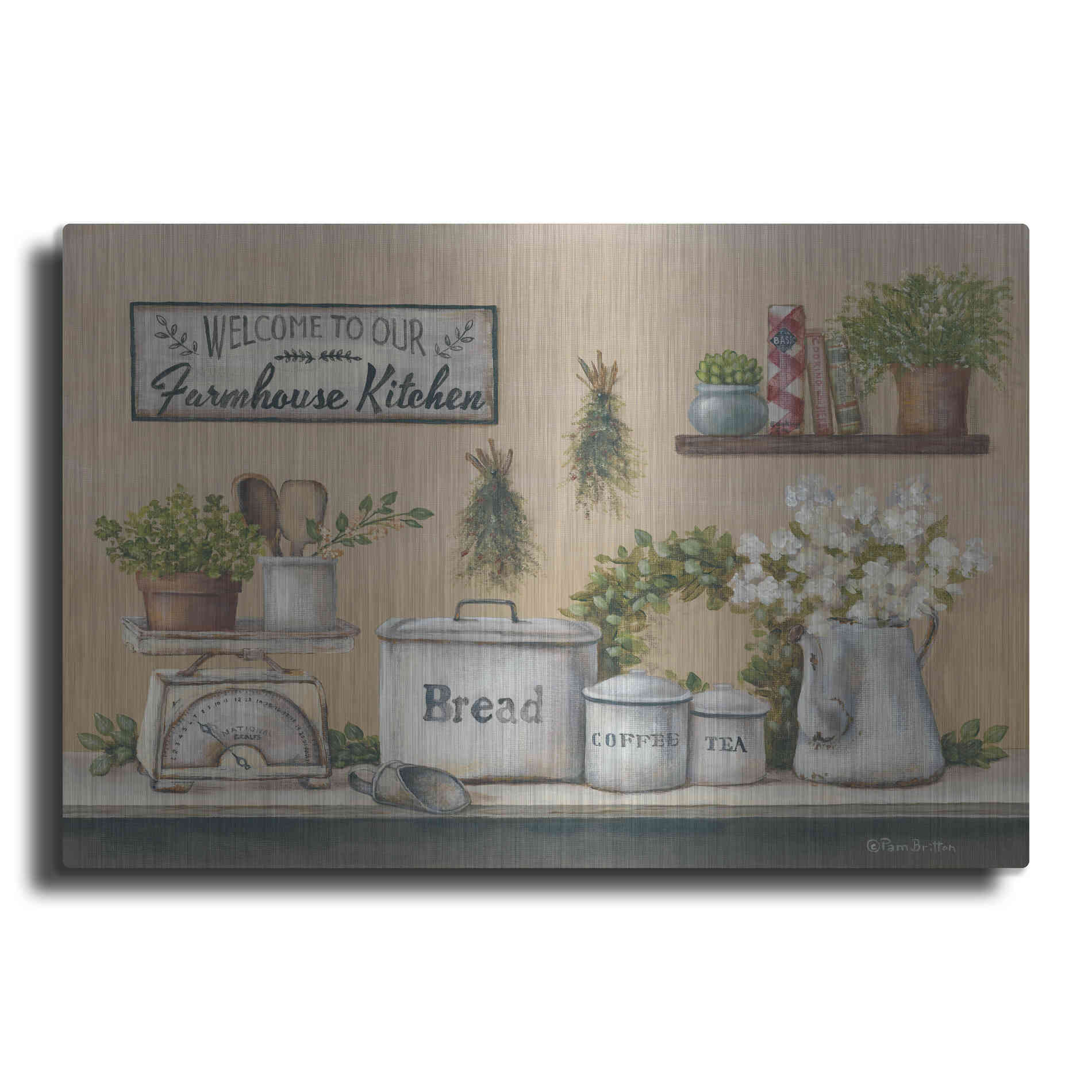 Luxe Metal Art 'Garden Farmhouse Kitchen' by Pam Britton, Metal Wall Art