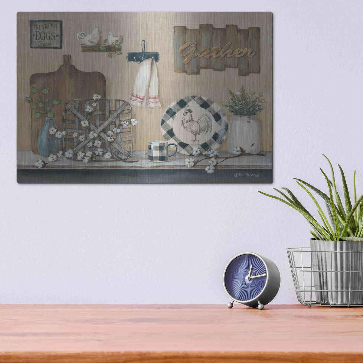 Luxe Metal Art 'Farmhouse Kitchen' by Pam Britton, Metal Wall Art,16x12