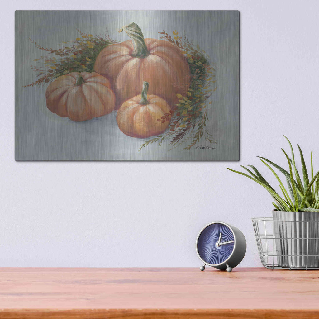 Luxe Metal Art 'Harvest Arrangement I' by Pam Britton, Metal Wall Art,16x12