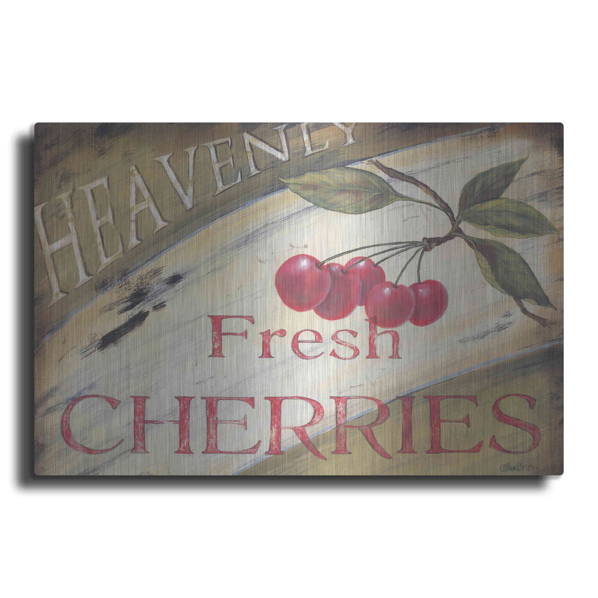 Luxe Metal Art 'Heavenly Cherries' by Pam Britton, Metal Wall Art