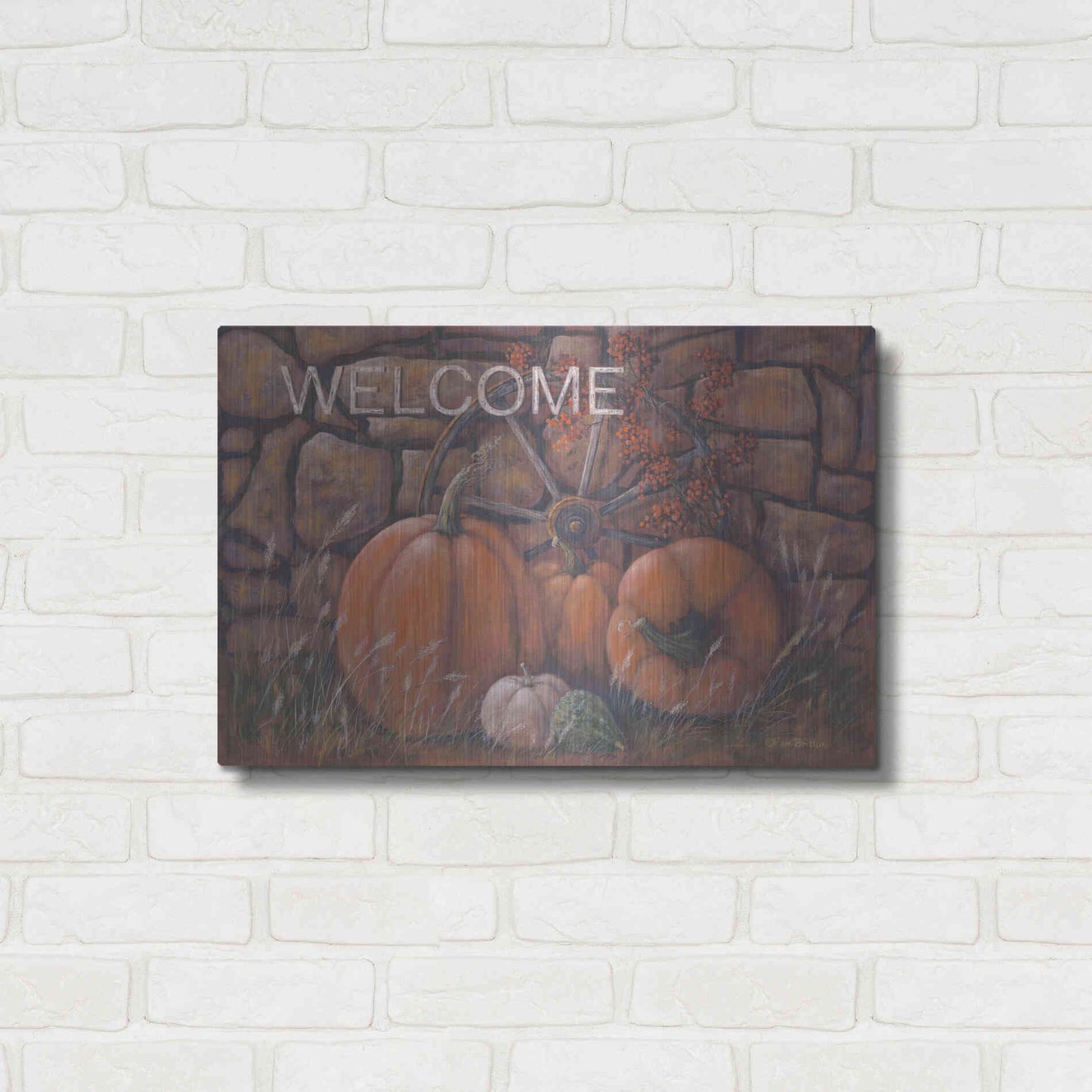 Luxe Metal Art 'Autumn Welcome' by Pam Britton, Metal Wall Art,24x16