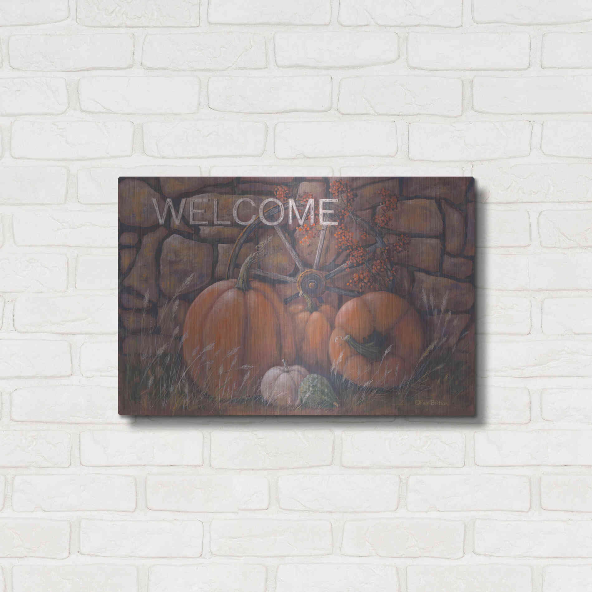 Luxe Metal Art 'Autumn Welcome' by Pam Britton, Metal Wall Art,24x16
