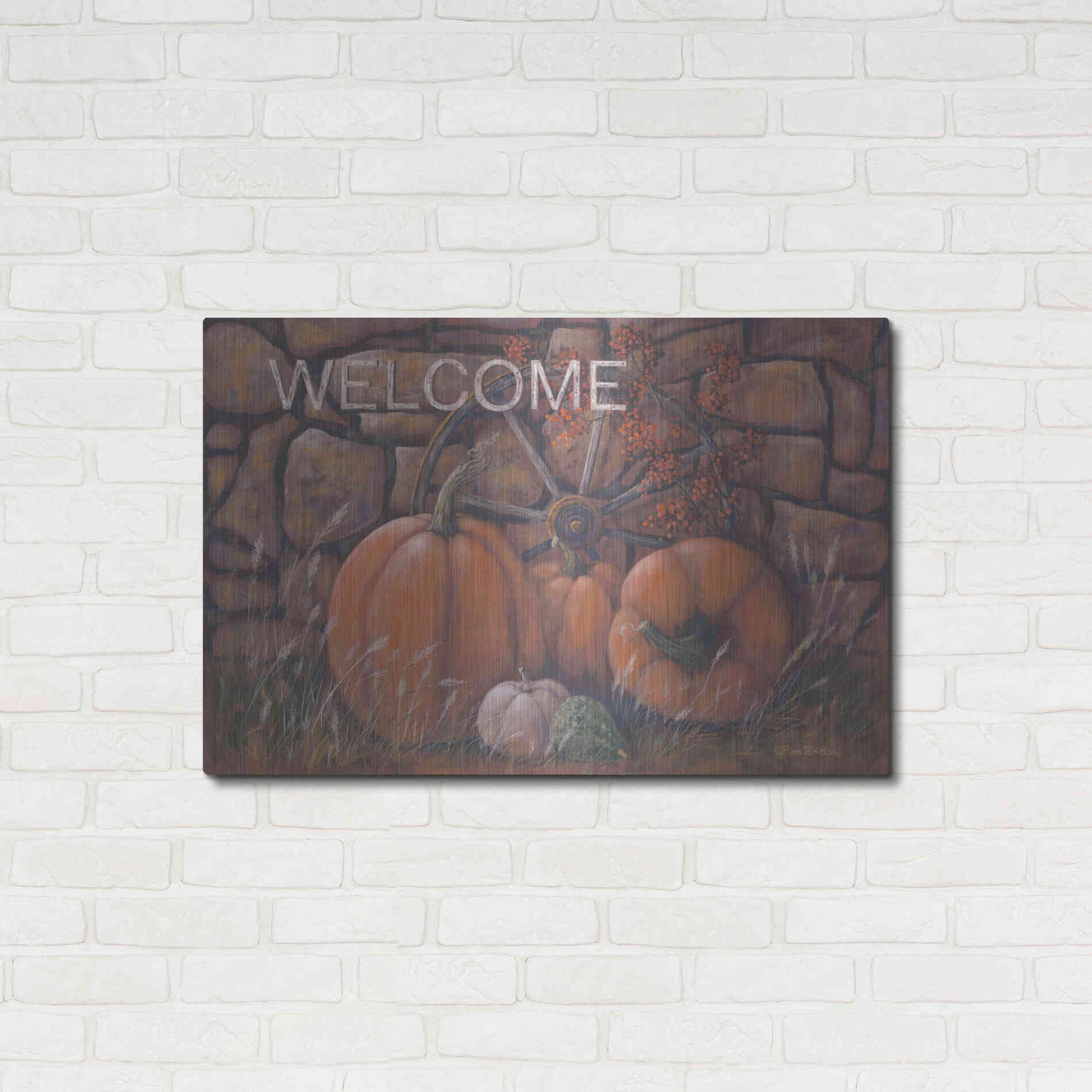 Luxe Metal Art 'Autumn Welcome' by Pam Britton, Metal Wall Art,36x24
