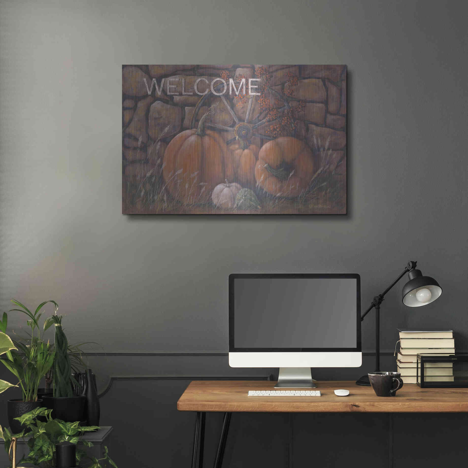 Luxe Metal Art 'Autumn Welcome' by Pam Britton, Metal Wall Art,36x24