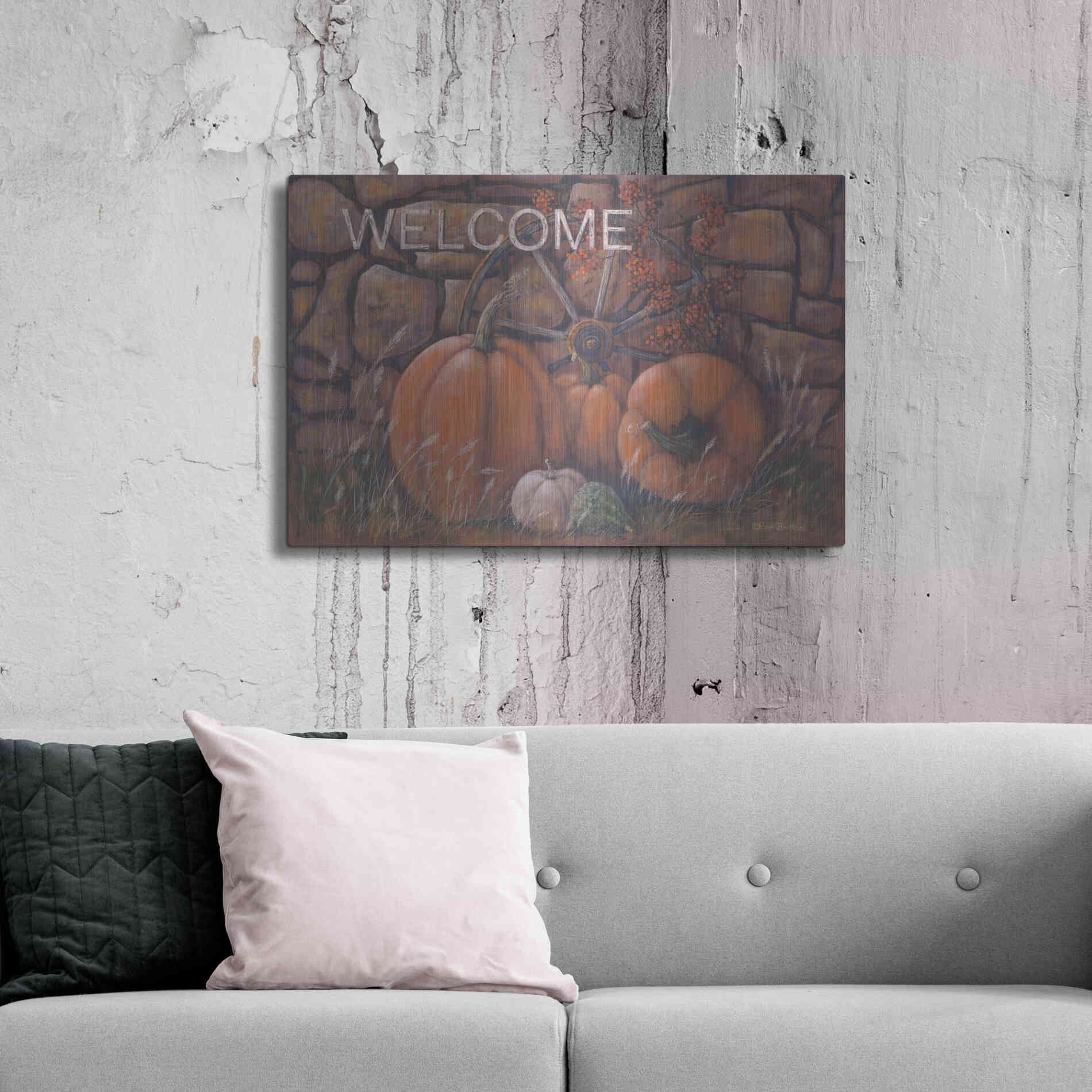 Luxe Metal Art 'Autumn Welcome' by Pam Britton, Metal Wall Art,36x24